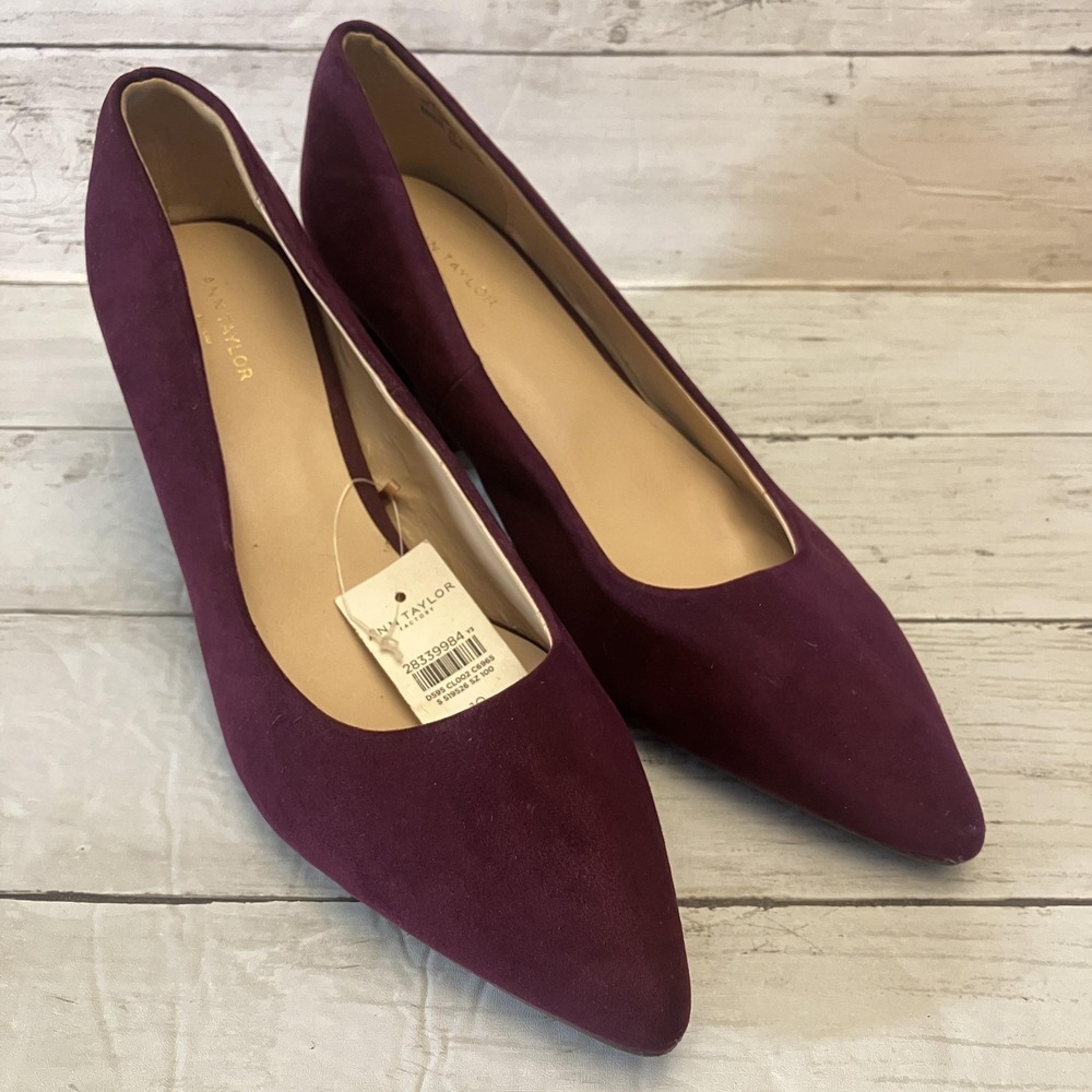 Ann Taylor Factory Heels Womens 10 Burgundy Block Pointed Toe Pumps Fall Office